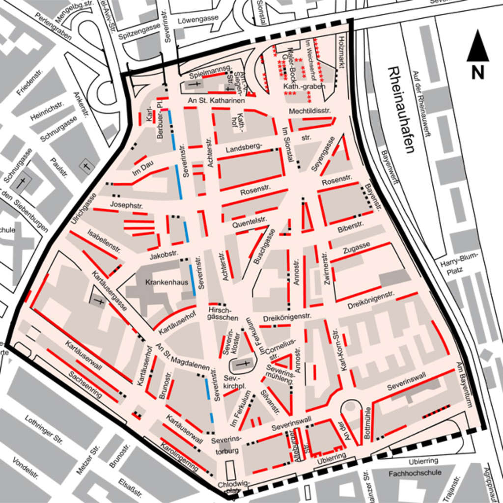 Stadtplanauszug Bewohnerparken Severinsviertel