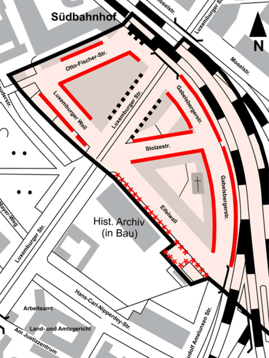 Stadtplanauszug Bewohnerparken Südbahnhof