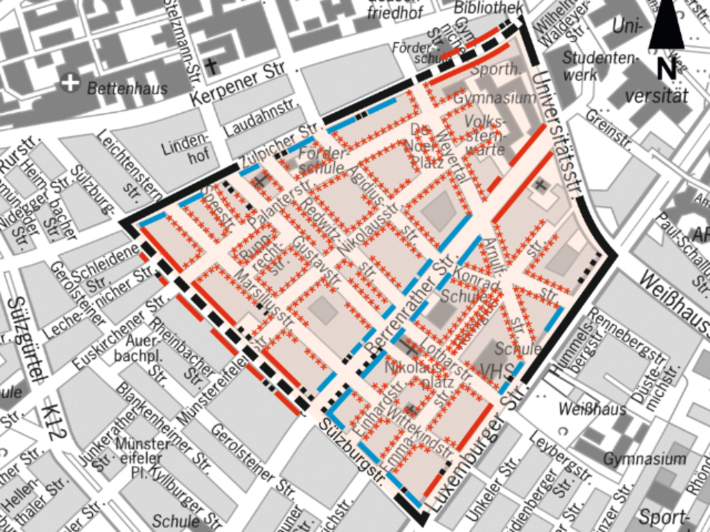 Stadtplanauszug Bewohnerparken Sülz-Nord I