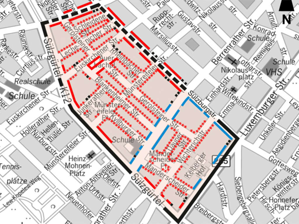 Stadtplanauszug Bewohnerparken Sülz-Nord II
