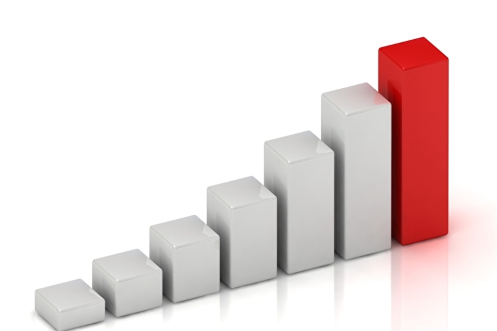 Weiße und rote Balken noch oben hin größer werdend, Link auf Wohnen in Köln - Stadt Köln