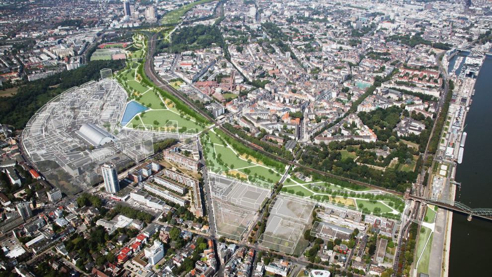 Lufbildaufnahme, auf dem der Pionierpark und Sportpionierpark zu sehen ist.