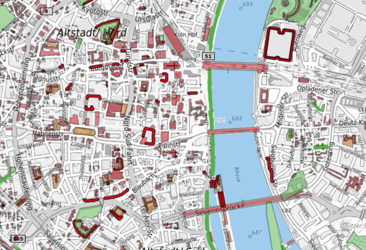 Ausschnitt der Denkmalkarte, © Stadt Köln