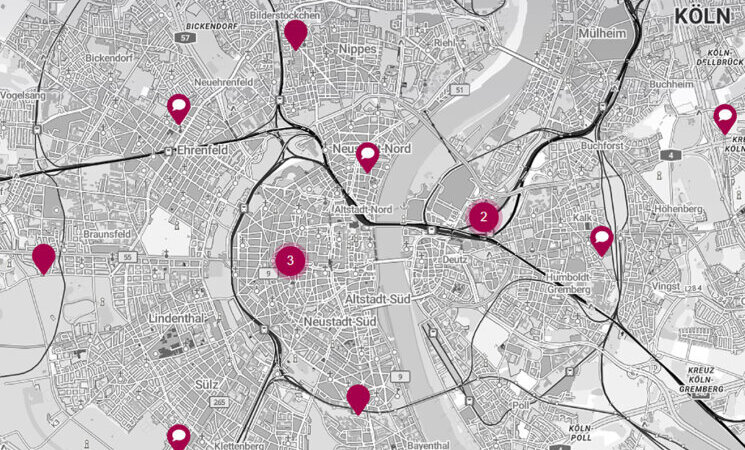 Ausschnitt Kartenanwendung Beteiligungsplattform Bauleitplanung online, © DEMOS plan GmbH, Kartenbasis: basemap.de BKG