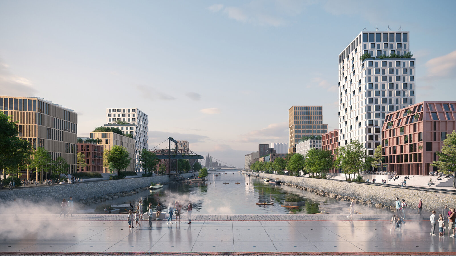 Rendering des Brückenkopfes am Deutzer Hafen