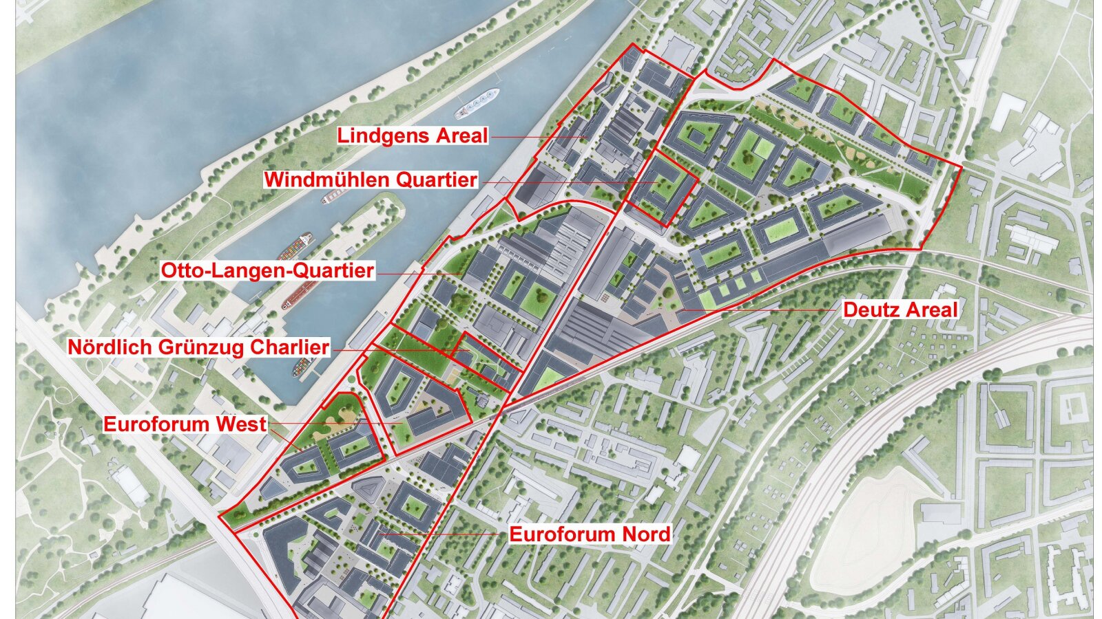 Übersicht Planungsgebiete im Mülheimer Süden 