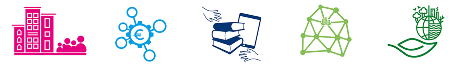 Grafik zu den 5 Leitsätzen der Stadtstrategie 2030+